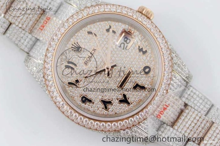 Markers Dial SS Edition A2824 Best Arabic Full on RG 41 Diamonds Bracelet TWF 1:1 Datejust 0313